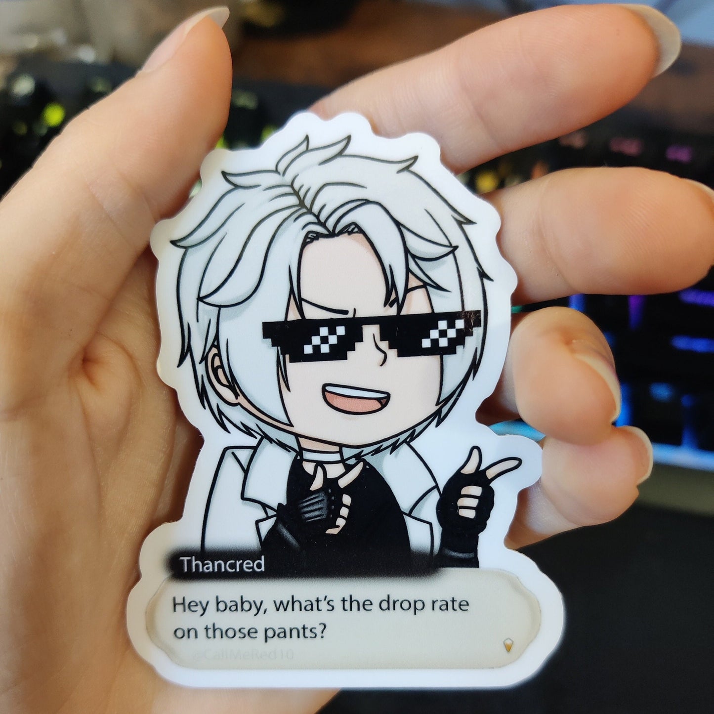 FFXIV Thancred Waters "Pants Drop Rate" Waterproof Vinyl Sticker