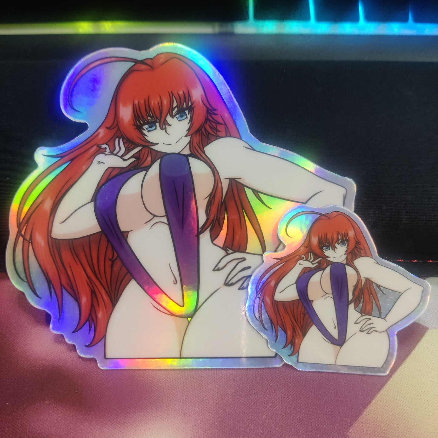 Highschool DxD Rias Gremory School Uniform and Swimsuit Holographic Waterproof Sticker