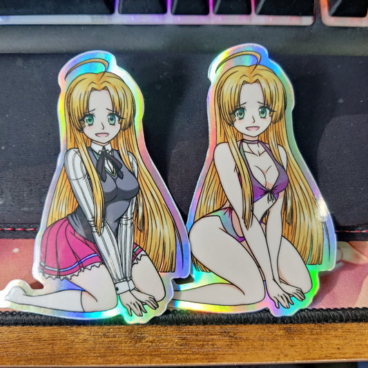 Highschool DxD Asia Argento School Uniform and Swimsuit Holographic Waterproof Sticker