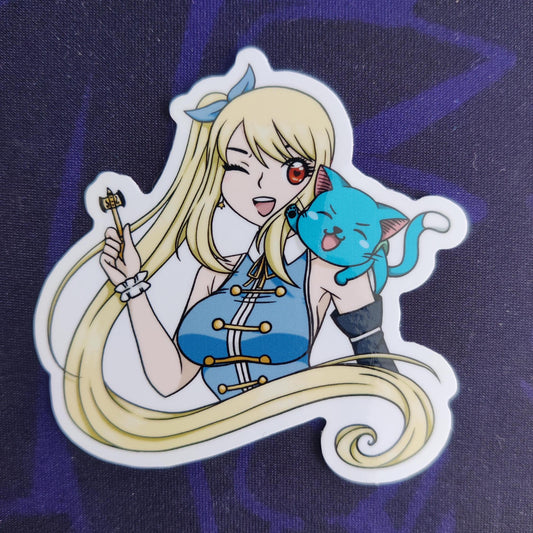 Lucy Heartfilia Happy Fairy Tail Waterproof Sticker