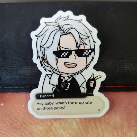 FFXIV Thancred Waters "Pants Drop Rate" Waterproof Vinyl Sticker