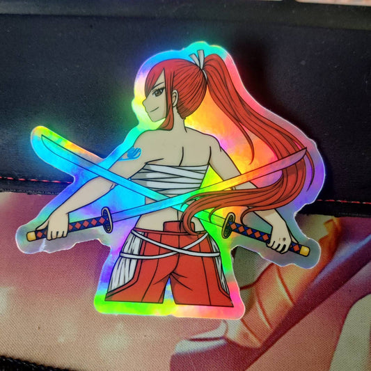 Erza Scarlet Holographic Waterproof Sticker