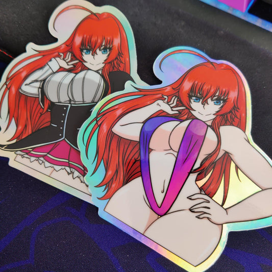 Highschool DxD Rias Gremory School Uniform and Swimsuit Holographic Waterproof Sticker